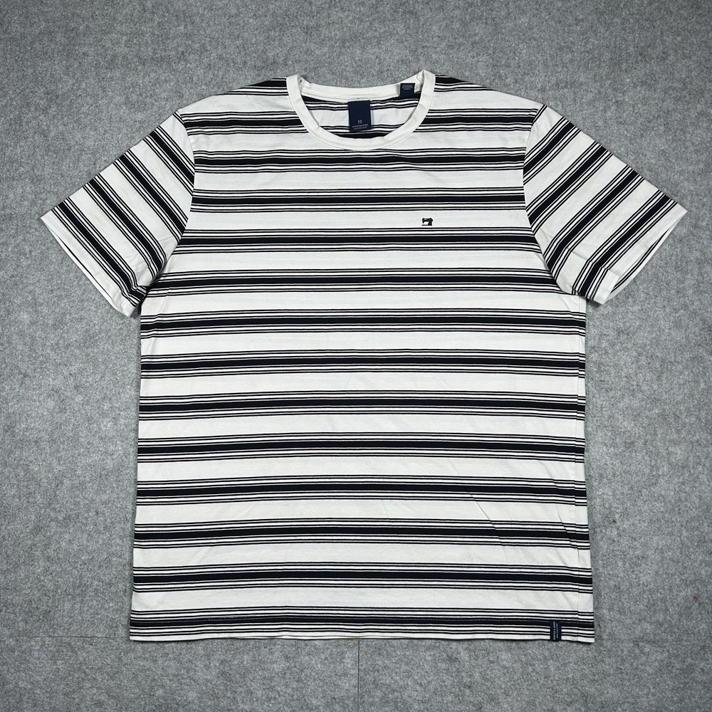 Scotch & Soda T Shirt Mens Size‎ XXL Black White Striped Classic Preppy
